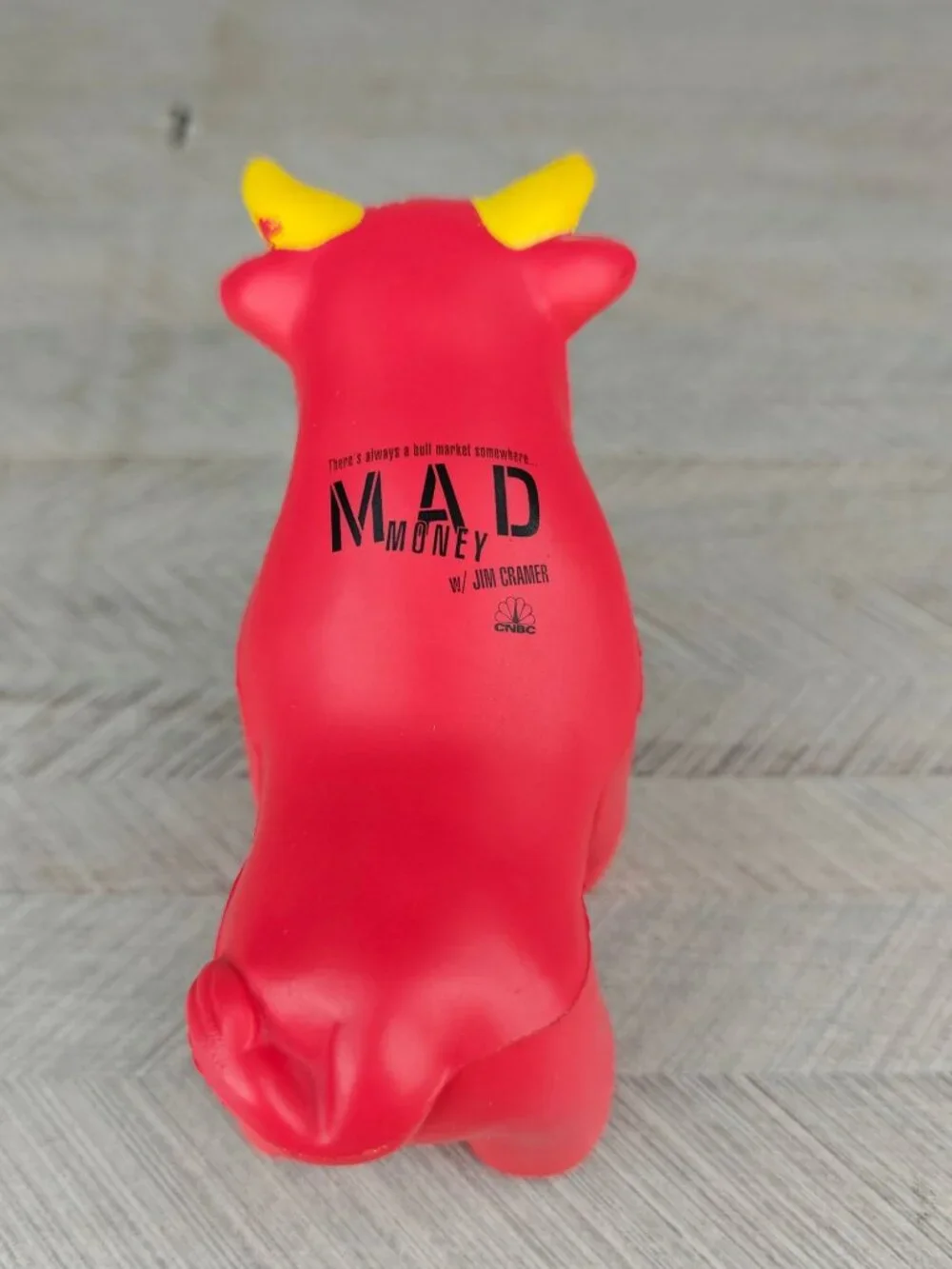 Rare Jim Cramer Mad Money Stress Ball Red Bull Figure Foam CNBC